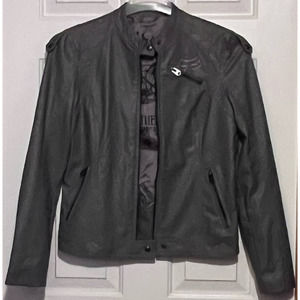 Fox Riders Co. Faux Leather‎ Light Gray Women's Three Pocket Jacket Size M